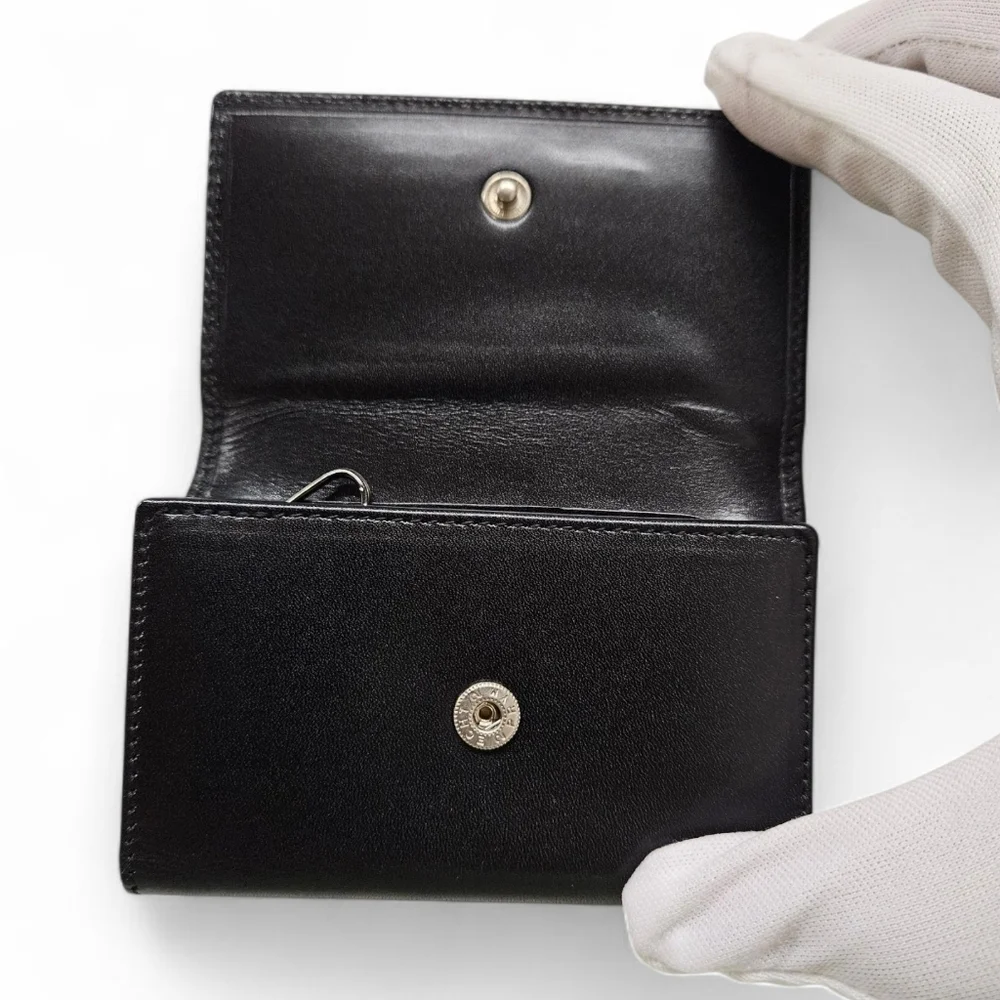 Gucci Tom Ford Era Six Ring Key Holder Wallet In Black Leather And Dark Silver